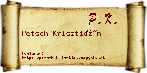 Petsch Krisztián névjegykártya